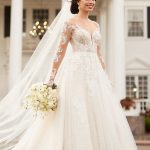 Vestido de Novia Línea A Hermosos encajes con Espalda escotada en O. Ref: MVN25HMK