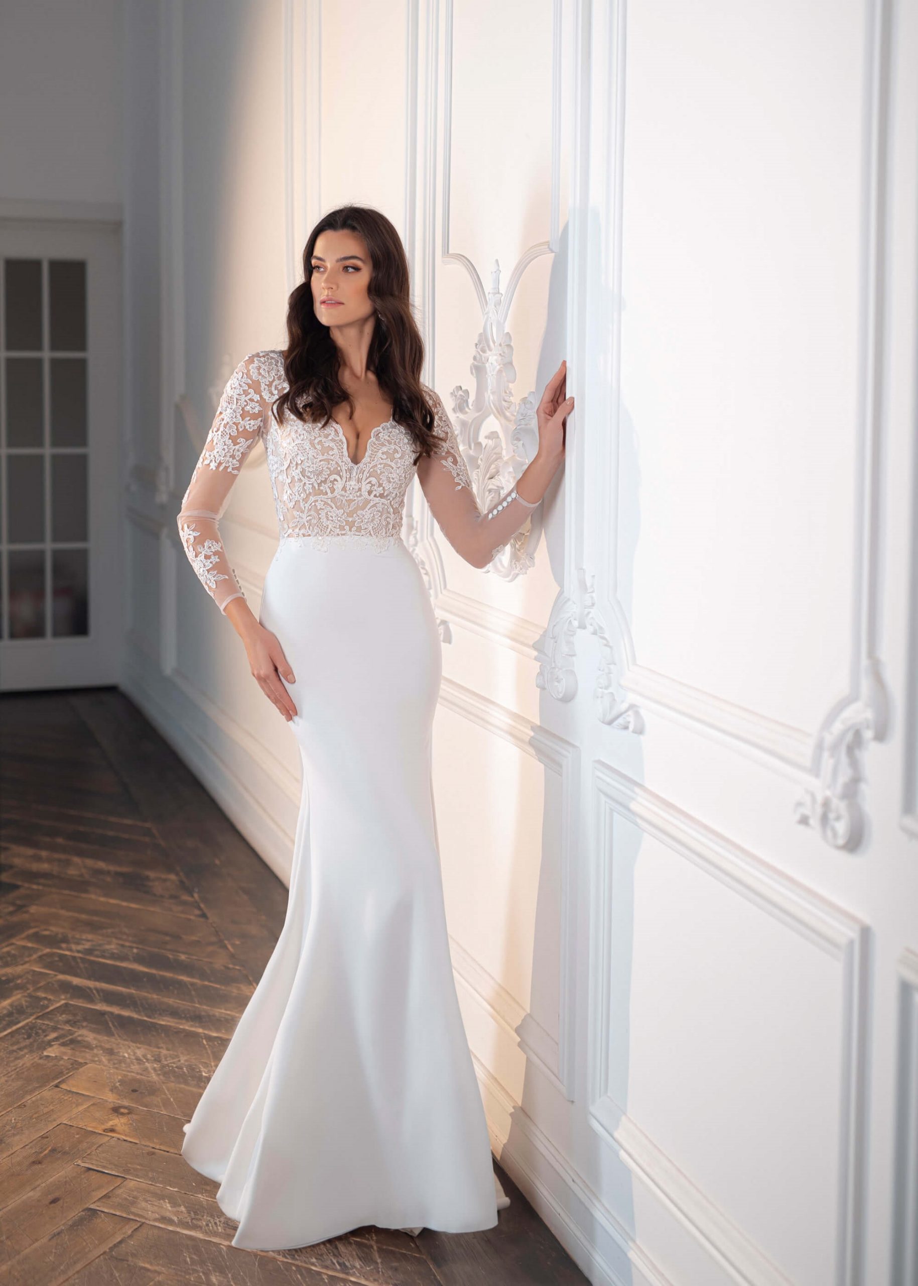 Vestido De Novia Corte Sirena Con Mangas En Sat n Italiano Y Encajes Vestido De Novia Corte Sirena Con Mangas En Sat n Italiano Y Encajes