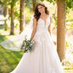 Vestido de Novia Linea A en Tul Escote Profundo y Torso Lateral Ilusión. Ref. MVNAPC6T