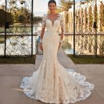 Espectacular Vestido Sirena Manga Larga con Hermosos Apliques. Ref. QBYES0419