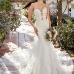 Vestido Sirena Strapless con Increible Escote y Encajes. Ref. MVNEN82C