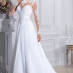 Vestido de Novia L?nea A Escote Cuchara Manga Larga con Apliques. Ref. MVNHF72C