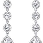 Aretes Largos con Dise?o de Lagrima y Abalorios de Cristal Austriaco para Novia o Invitadas. REF. QART7