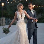 Vestido de Novia Estilo Sirena Escote y Espalda Profunda con Hermoso Encaje Floral  Ref: QBYES0812