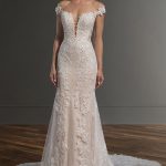 Vestido de Novia Estilo Sirena con Hermoso Encaje Floral y Espalda en V Ref: QBYES2307